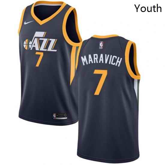 Youth Nike Utah Jazz 7 Pete Maravich Swingman Navy Blue Road NBA Jersey Icon Edition